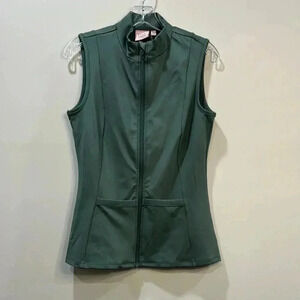 Flex Time Green Athletic Vest Zip Front Size M NWT